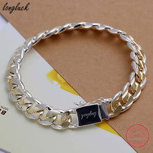 Load image into Gallery viewer, LONGLUCK Men&#39;s Jewelry Bracelet 925 Sterling Silver 10mm Width 20cm Thick Exquisite Fashion Silver Bracelet Women&#39;s Fine Jewelry
