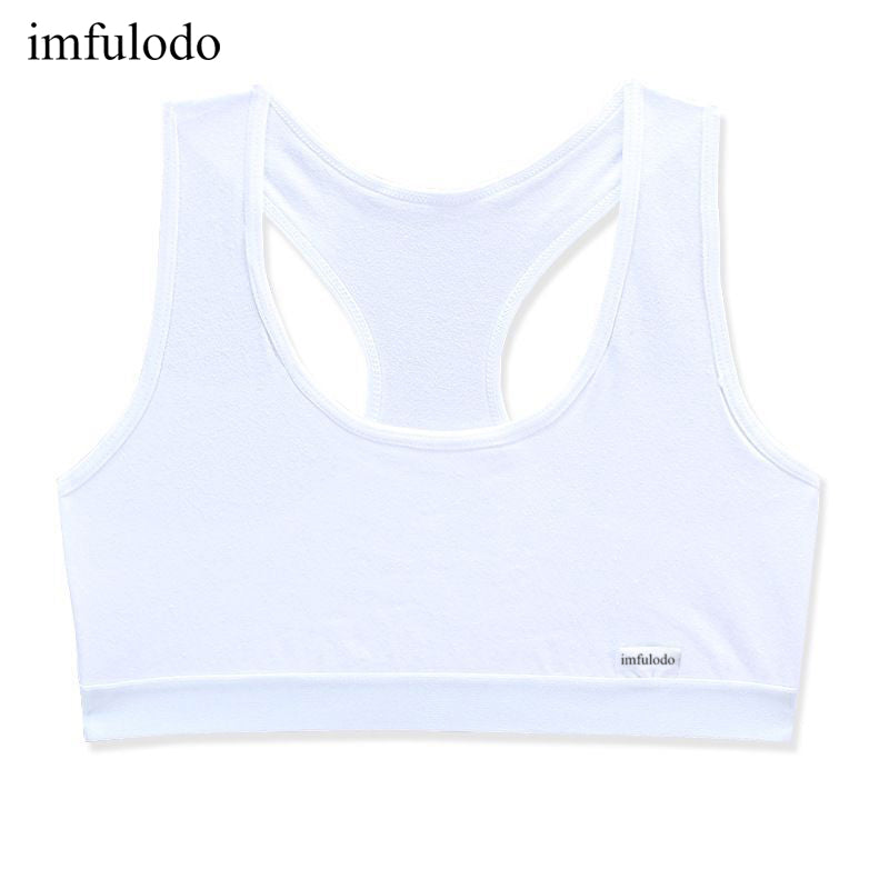 imfulodo 5Pc/lot Girls Black White T-shirt Cotton Topic Solid Color Girls Underwear Teenage Training Bra Vest Great Elastic Gift