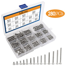 Load image into Gallery viewer, JuKonn 280Pcs Head Screw Hexagon Socket Head Cap Screws A2-70304Stainless Steel DIN912 M3 M4 M5 M6 M8 hex socket screw Kit Set
