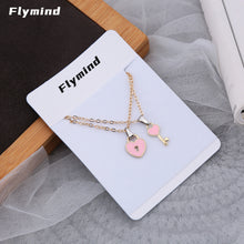 Load image into Gallery viewer, Flymind 2 pcs/Paired New Statement Couple Necklace for Women Fashion Key Lock Pendant Link Chain Fashion Jewelry Heart Necklace
