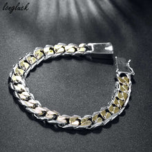 Load image into Gallery viewer, LONGLUCK Men&#39;s Jewelry Bracelet 925 Sterling Silver 10mm Width 20cm Thick Exquisite Fashion Silver Bracelet Women&#39;s Fine Jewelry
