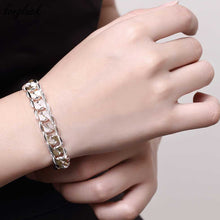 Load image into Gallery viewer, LONGLUCK Men&#39;s Jewelry Bracelet 925 Sterling Silver 10mm Width 20cm Thick Exquisite Fashion Silver Bracelet Women&#39;s Fine Jewelry
