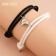 Load image into Gallery viewer, MICOO Romantic 2pcs/set Heart Magnetic Couple Bracelets Men Women Classic Black White Paired Lovers Braclet Adjustable Braslet Knot
